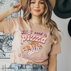 All I Need Is Pizza and Horror Movies T-Shirt | Skeleton Hand Pizza Graphic Bella Canvas 3001 Tee
