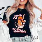 Cheers Witches T-Shirt | Skeleton Hand Cocktail Halloween Bella Canvas 3001 Tshirt