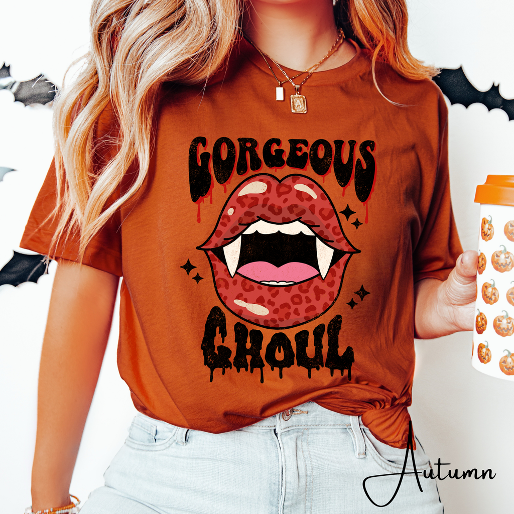 Retro Vampire Lips Tee | Gorgeous Ghoul Horror Graphic Bella Canvas 3001 Tshirt
