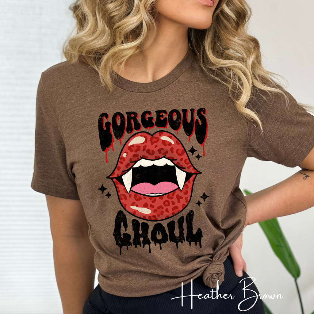 Retro Vampire Lips Tee | Gorgeous Ghoul Horror Graphic Bella Canvas 3001 Tshirt