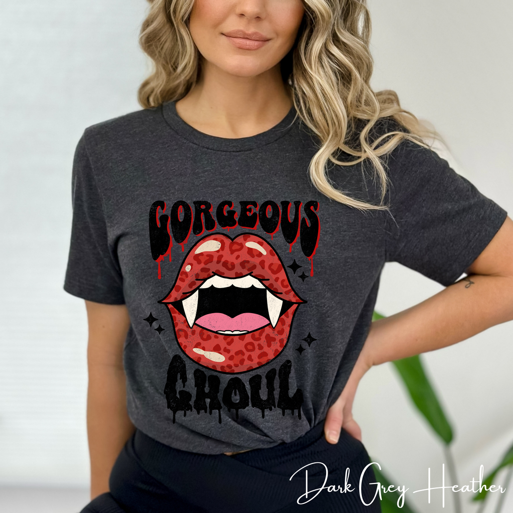 Retro Vampire Lips Tee | Gorgeous Ghoul Horror Graphic Bella Canvas 3001 Tshirt