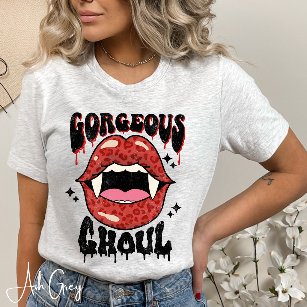 Retro Vampire Lips Tee | Gorgeous Ghoul Horror Graphic Bella Canvas 3001 Tshirt