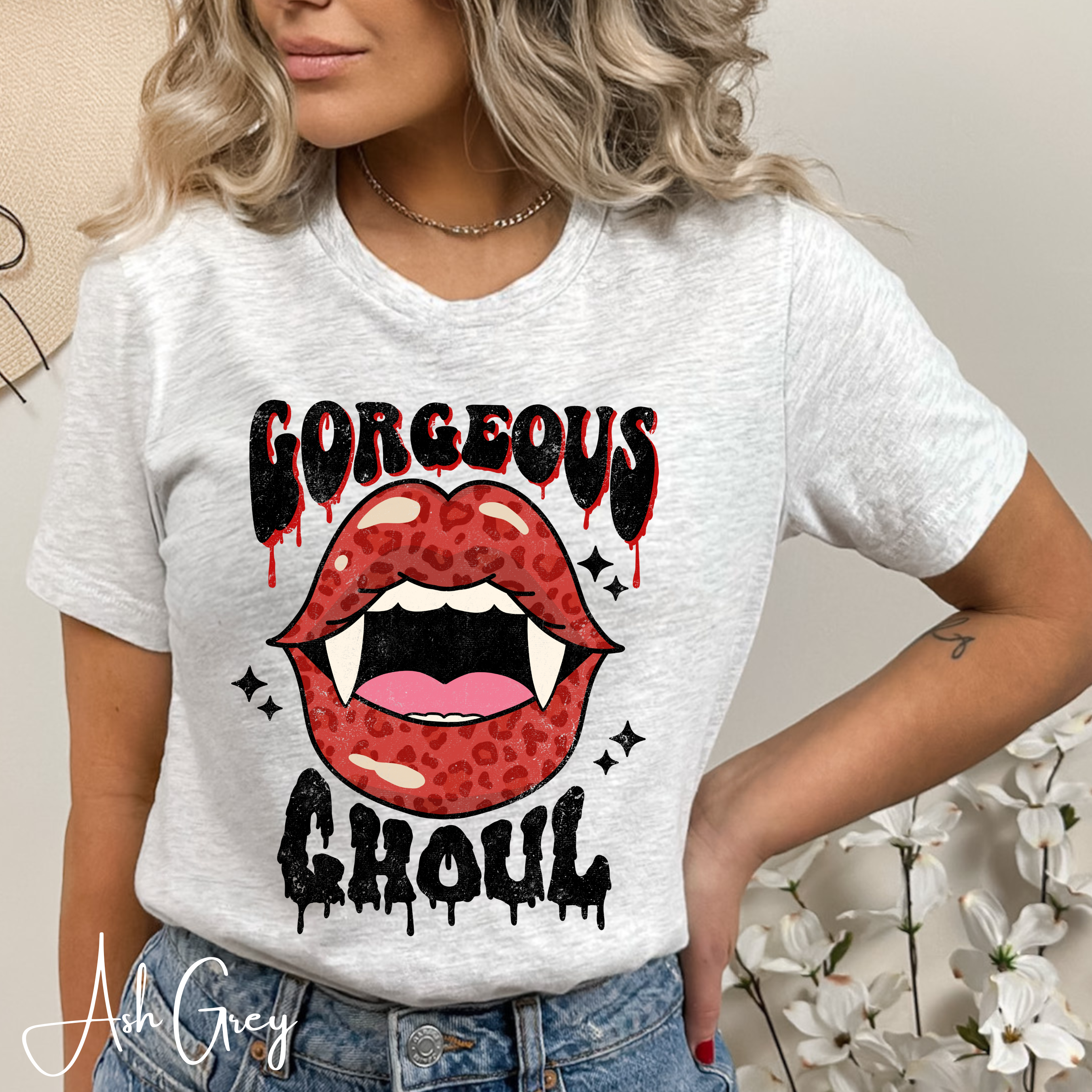 Retro Vampire Lips Tee | Gorgeous Ghoul Horror Graphic Bella Canvas 3001 Tshirt