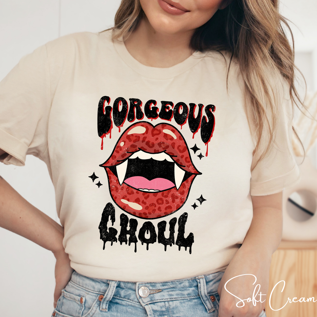 Retro Vampire Lips Tee | Gorgeous Ghoul Horror Graphic Bella Canvas 3001 Tshirt