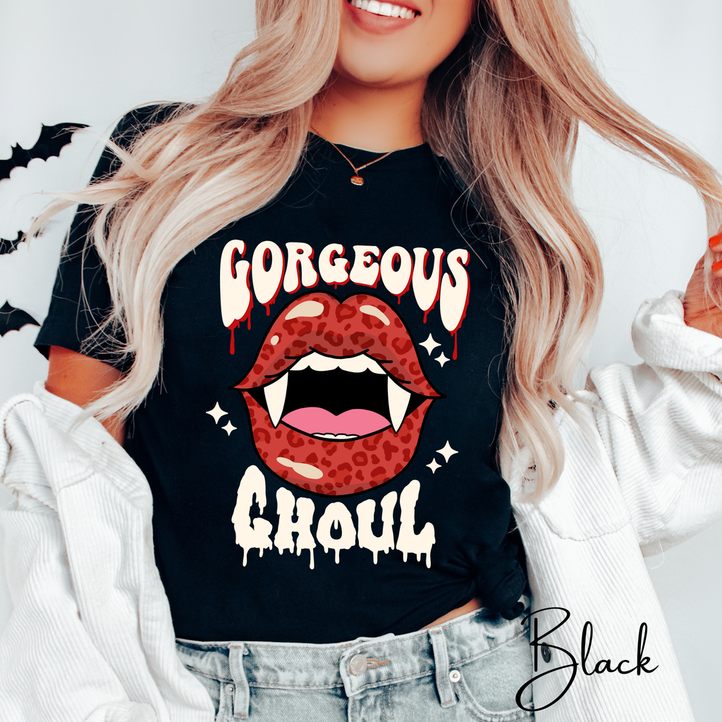 Retro Vampire Lips Tee | Gorgeous Ghoul Horror Graphic Bella Canvas 3001 Tshirt