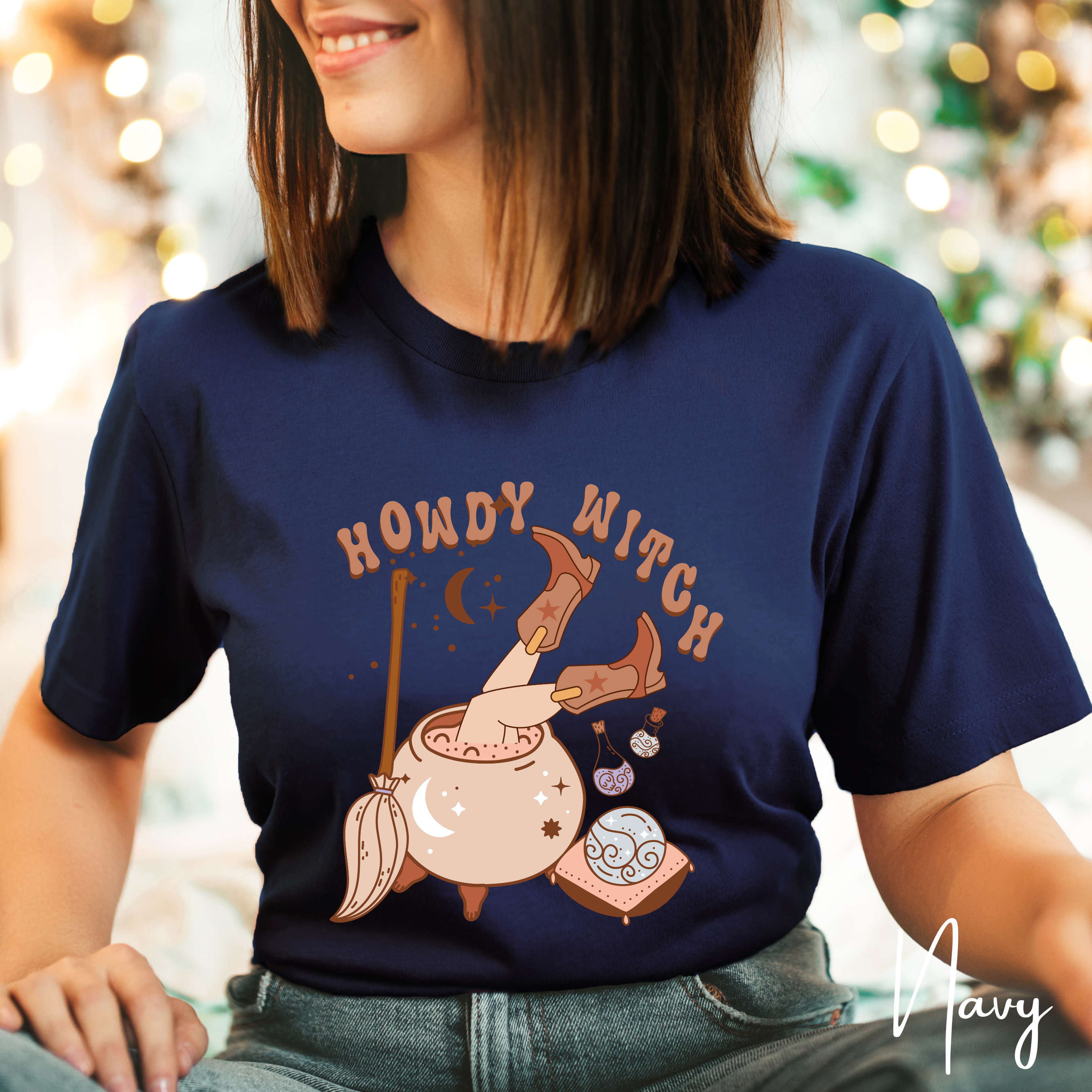 Howdy Witch T-Shirt | Cowgirl Witch in Cauldron Western Bella Canvas 3001 Tshirt