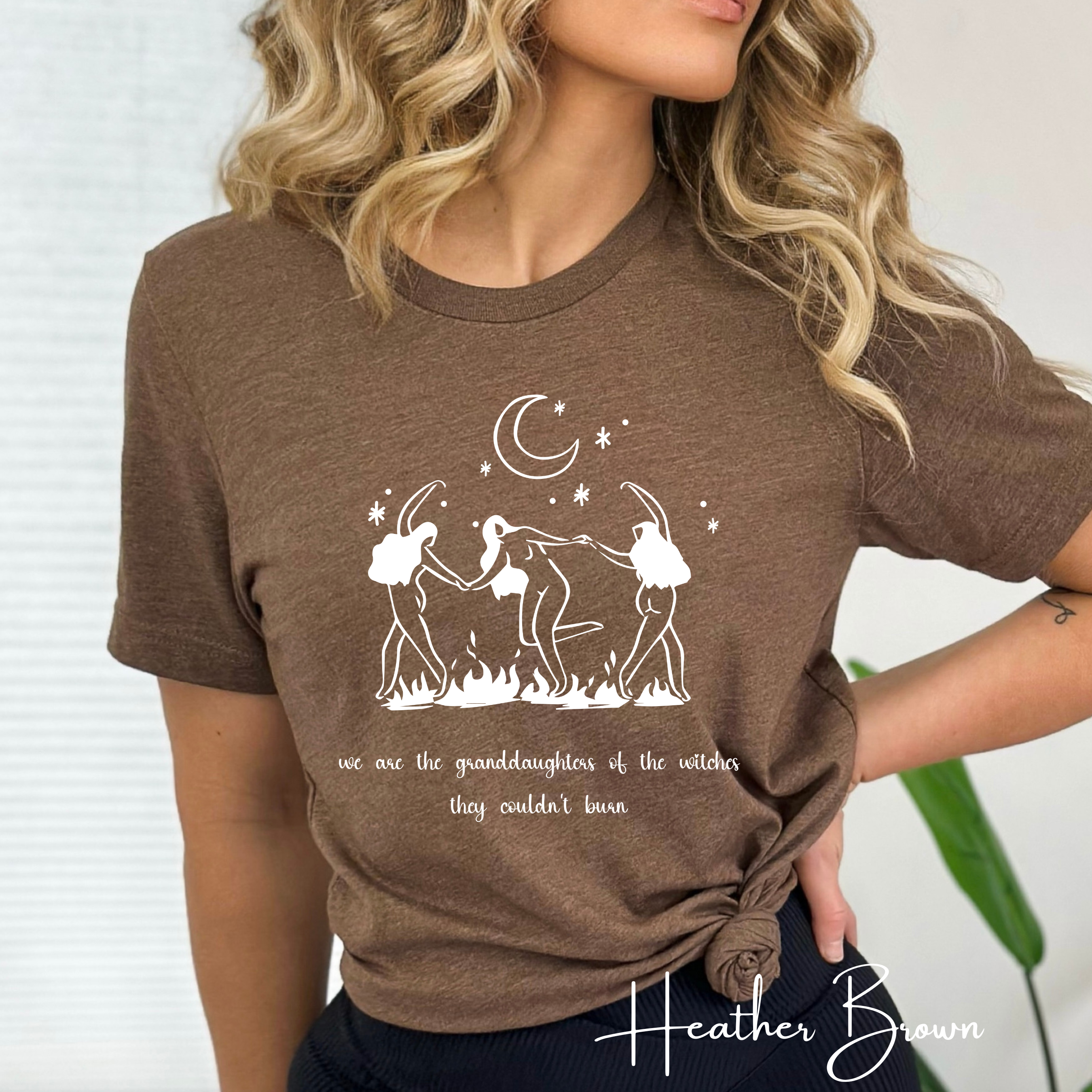 🔥 We Are the Granddaughters of the Witches They Could Not Burn | Women’s Empowerment Witchy Tee ✨ Dancing Sisters Feminist Graphic Shirt 🌙🖤 Bella Canvas 3001 Tshirt