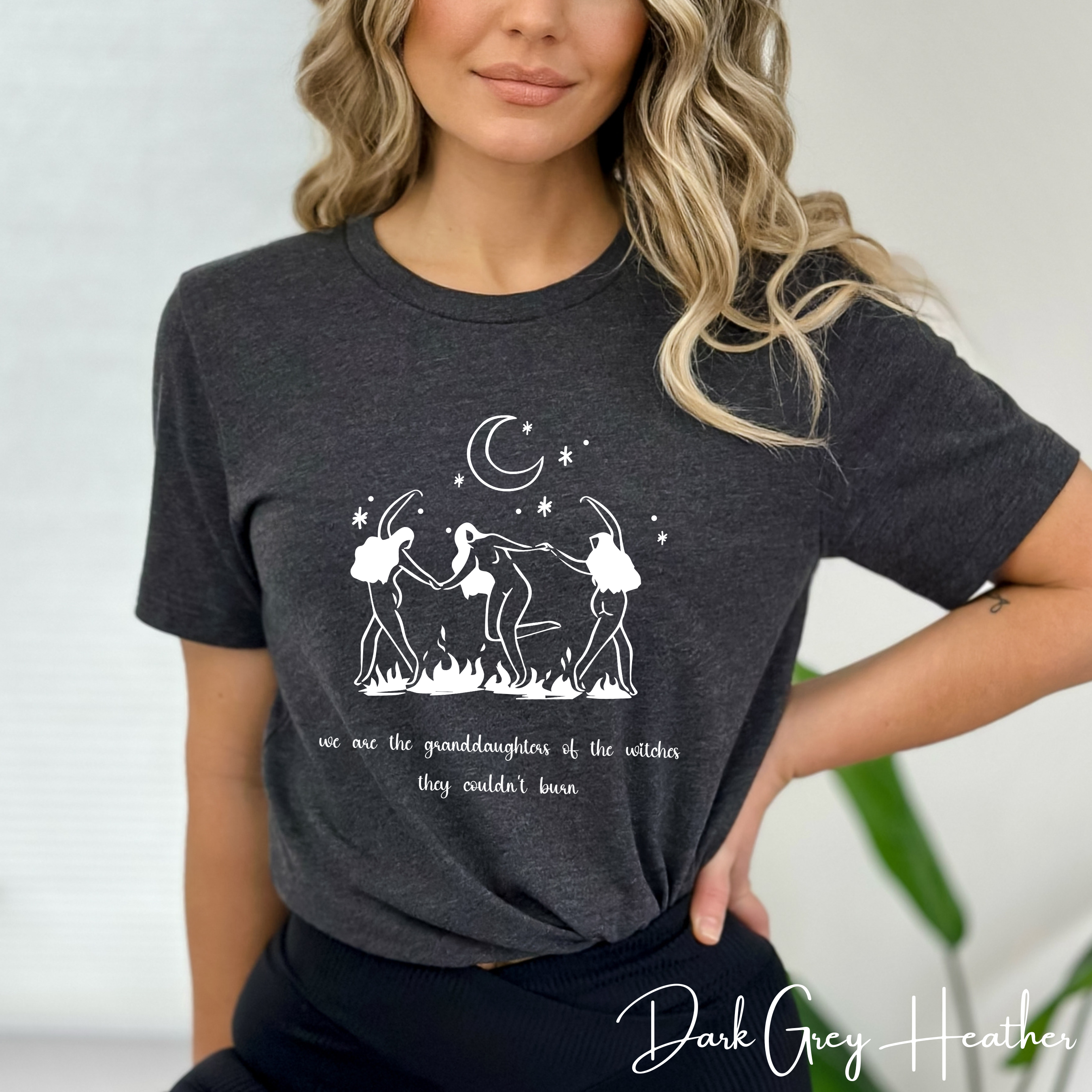🔥 We Are the Granddaughters of the Witches They Could Not Burn | Women’s Empowerment Witchy Tee ✨ Dancing Sisters Feminist Graphic Shirt 🌙🖤 Bella Canvas 3001 Tshirt