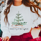 Merry and Bright Christmas Tree Gildan 18000 Sweatshirt