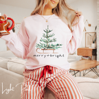 Merry and Bright Christmas Tree Gildan 18000 Sweatshirt