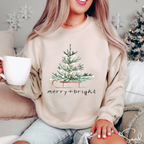 Merry and Bright Christmas Tree Gildan 18000 Sweatshirt