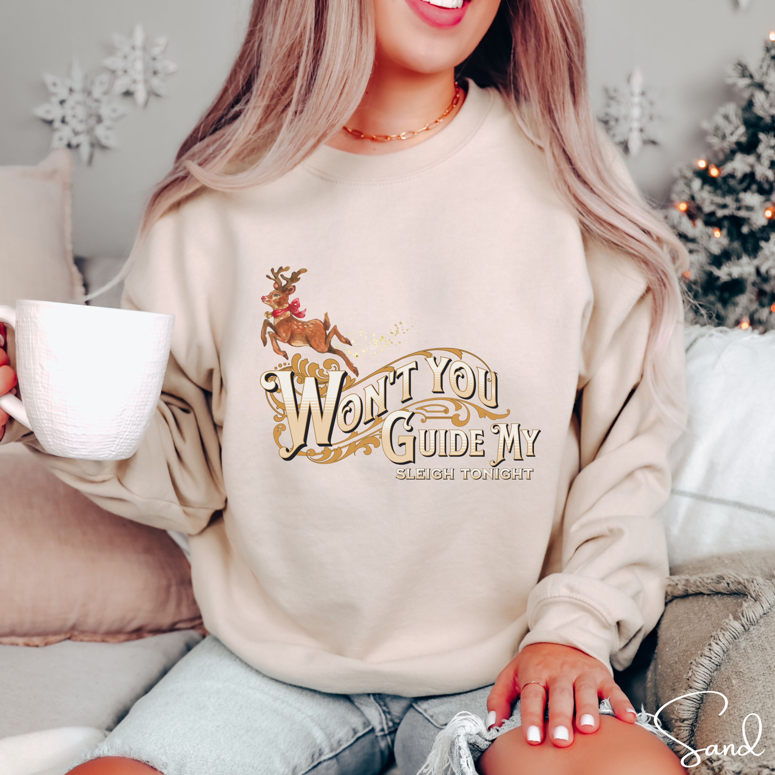Won't You Guide My Sleigh  Christmas Gildan 18000 Sweatshirt