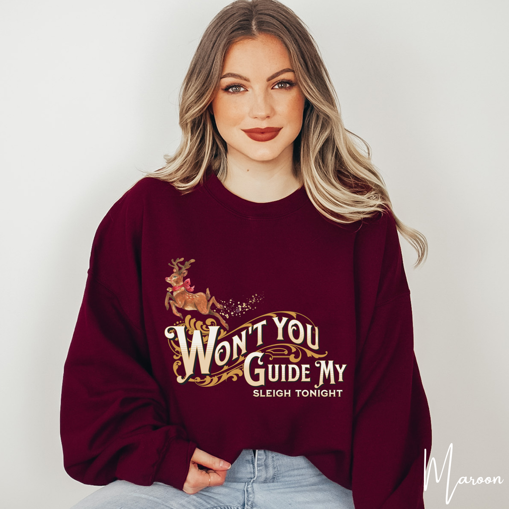 Won't You Guide My Sleigh  Christmas Gildan 18000 Sweatshirt