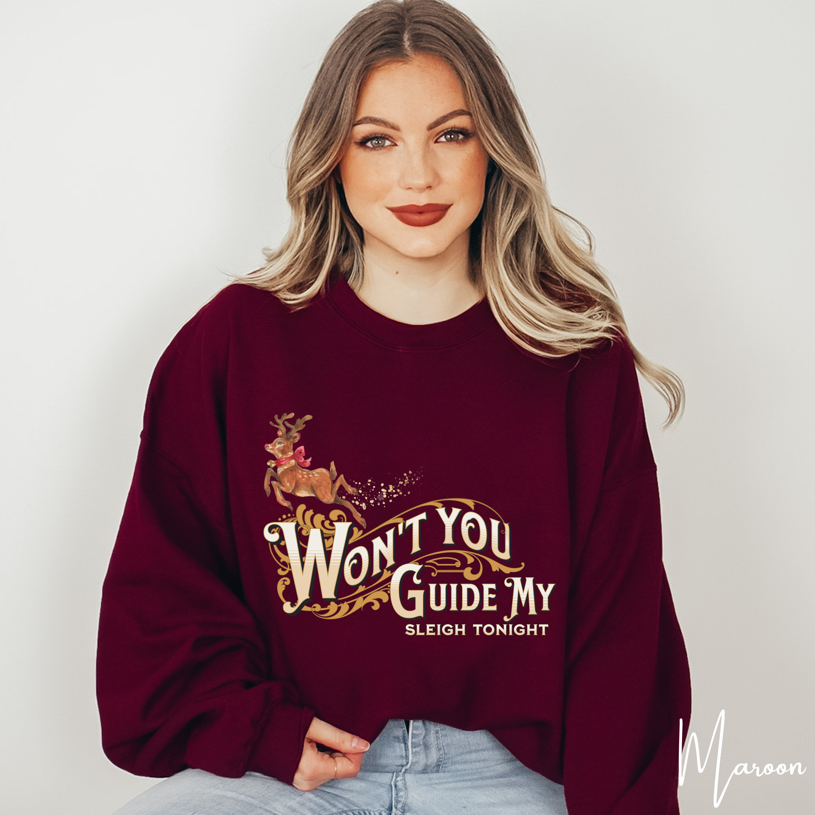 Won't You Guide My Sleigh  Christmas Gildan 18000 Sweatshirt