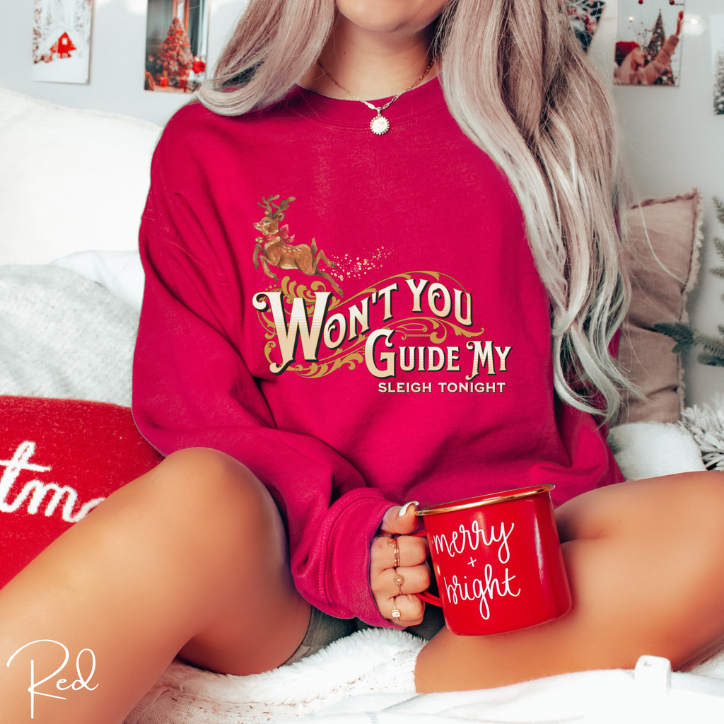 Won't You Guide My Sleigh  Christmas Gildan 18000 Sweatshirt
