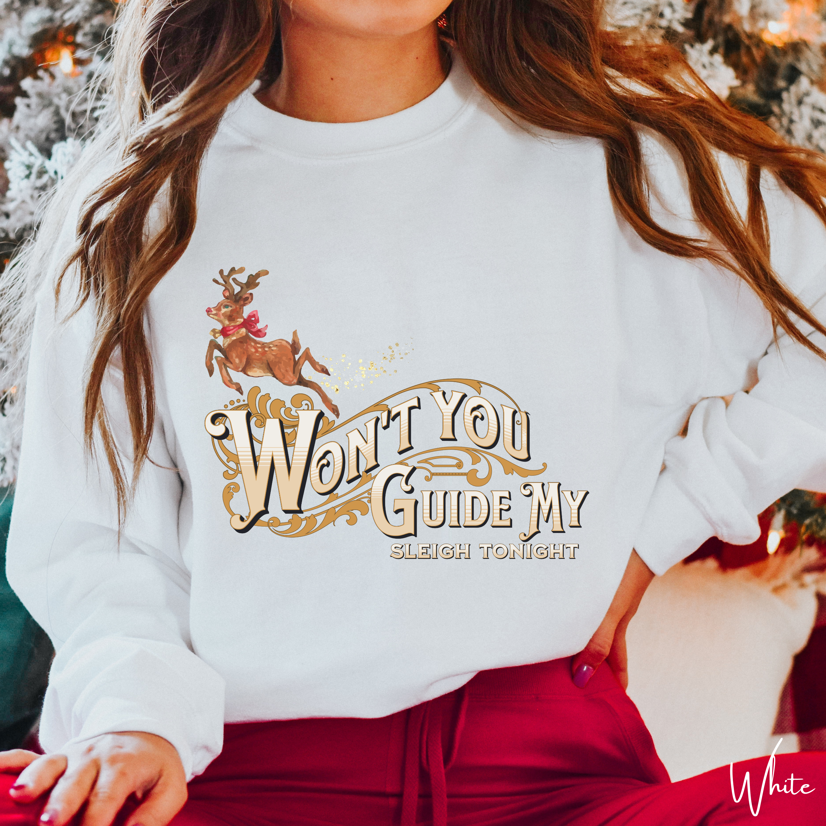 Won't You Guide My Sleigh  Christmas Gildan 18000 Sweatshirt