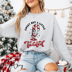 Sweet But a Little Bit Twisted Candy Cane Christmas Gildan 18000 Sweatshirt