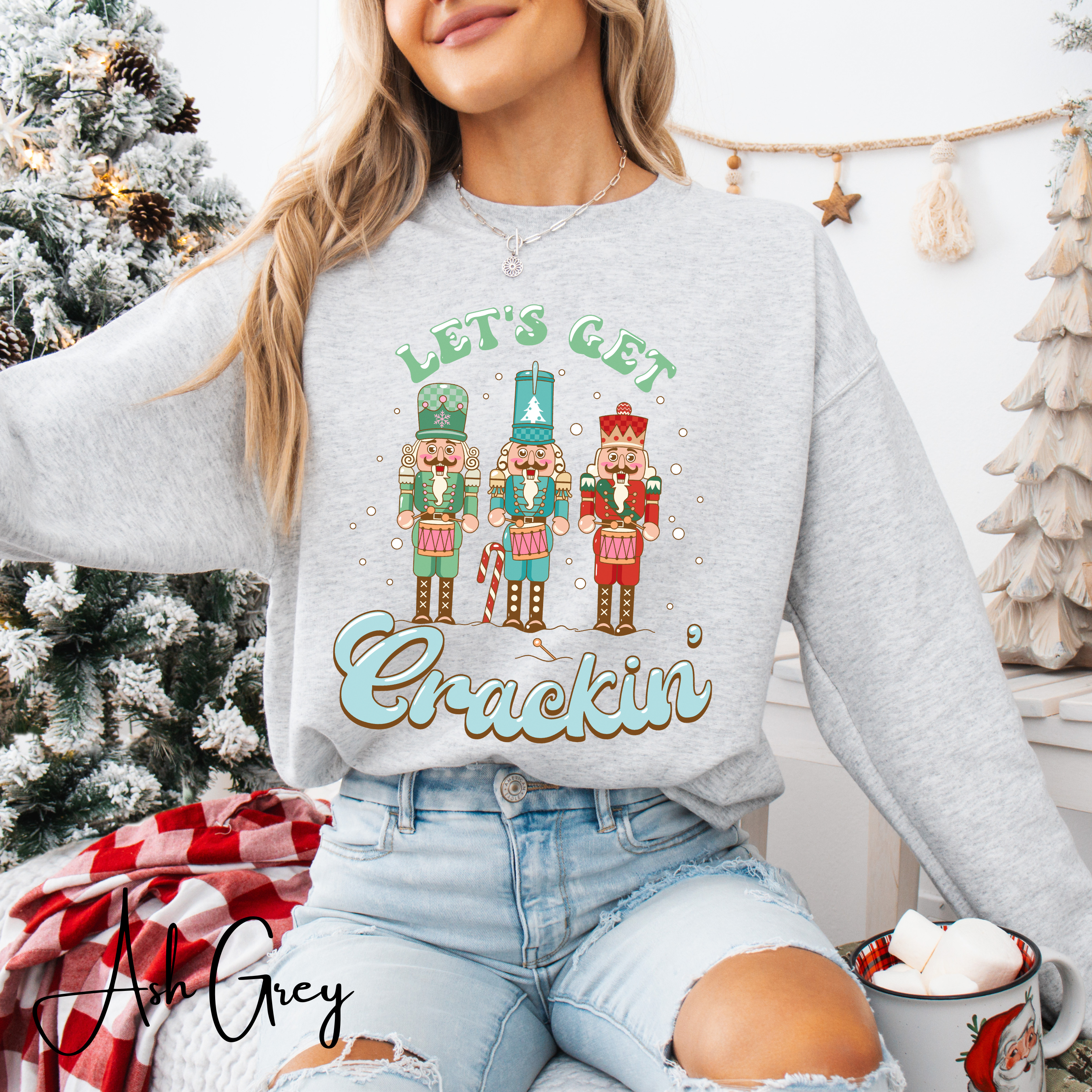 Lets Get Crackin Nutcracker Christmas Gildan 18000 Sweatshirt