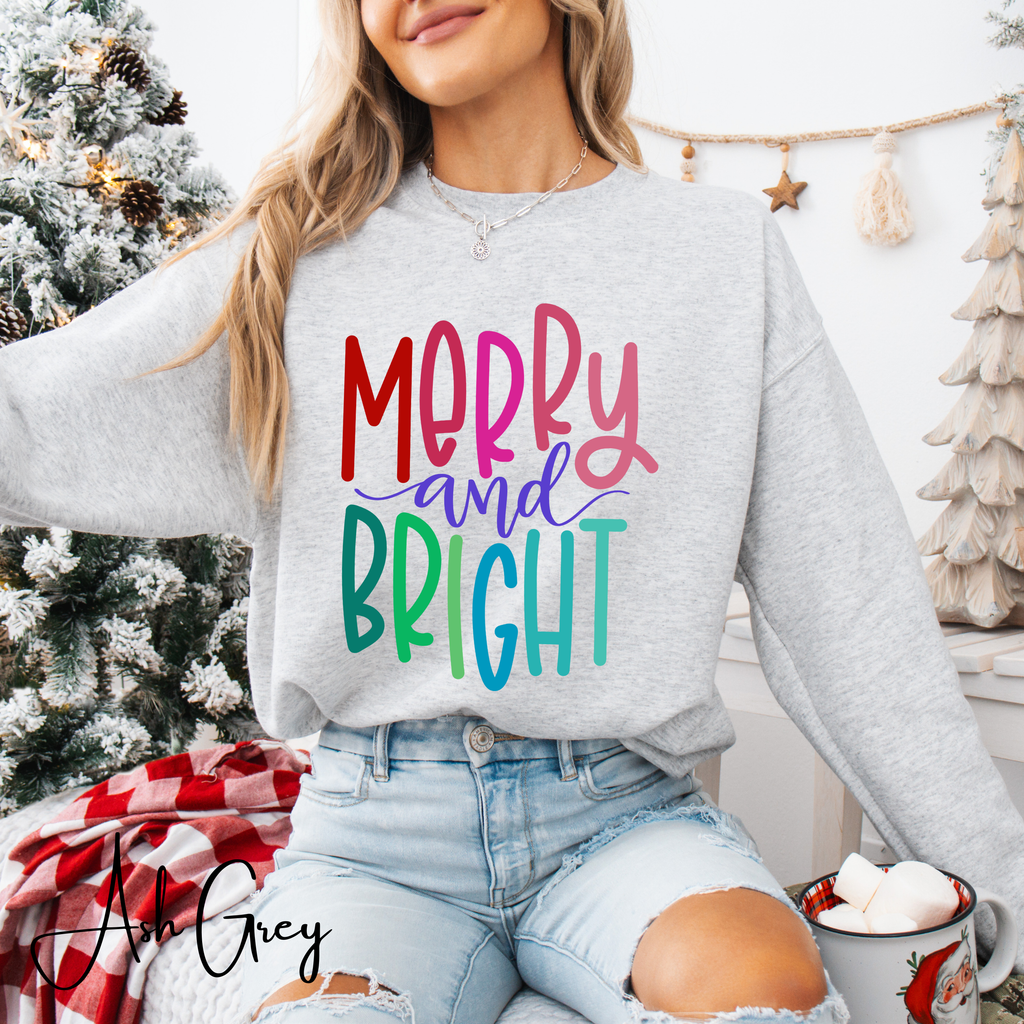 Merry and Bright Christmas Gildan 18000 Sweatshirt