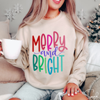 Merry and Bright Christmas Gildan 18000 Sweatshirt