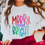 Merry and Bright Christmas Gildan 18000 Sweatshirt