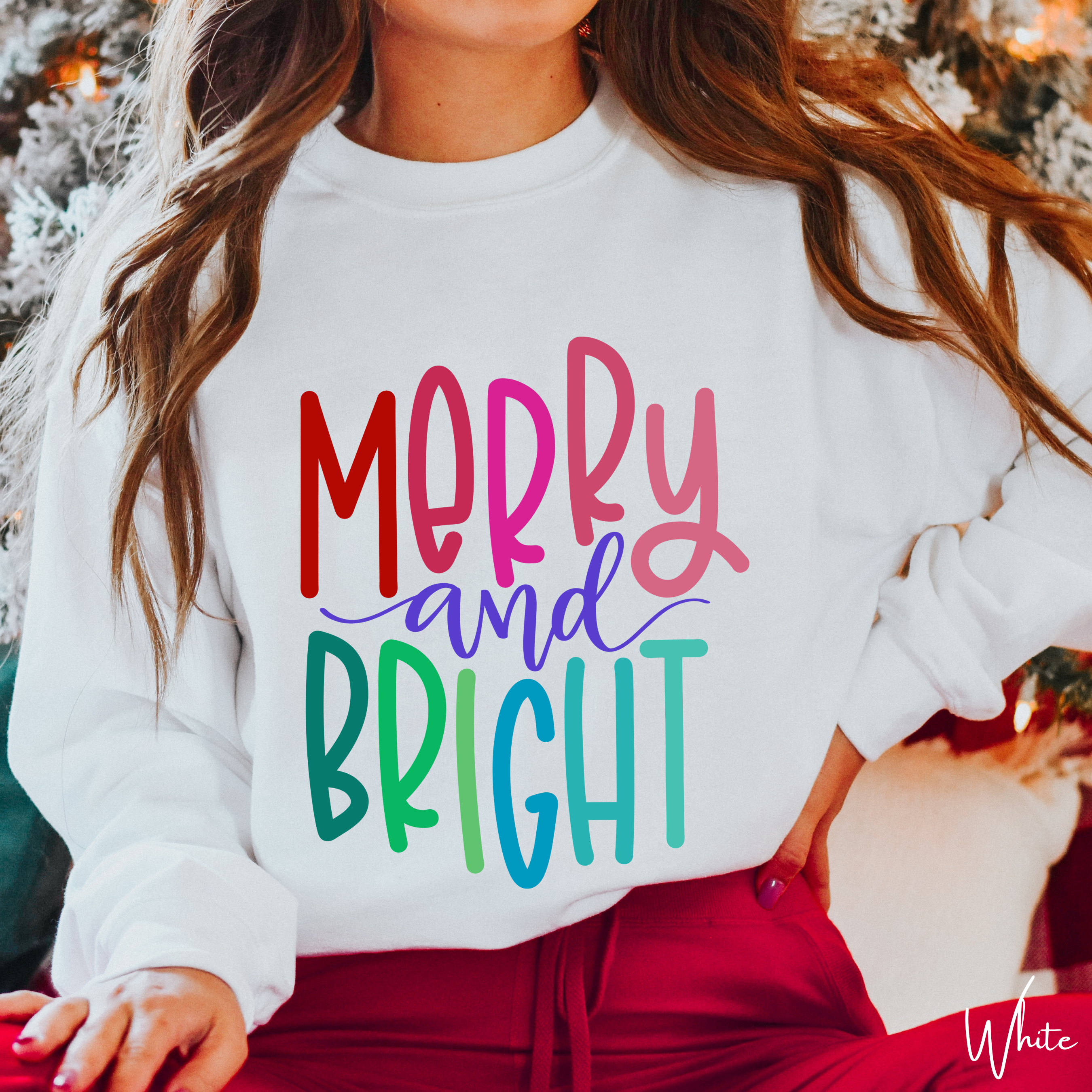 Merry and Bright Christmas Gildan 18000 Sweatshirt