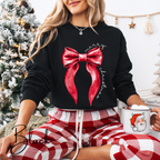 🎀❤️ Merry Christmas Coquette Bow Sweatshirt – Minimal Red Bow Holiday Crewneck • Cute & Cozy Festive Aesthetic