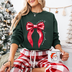 🎀❤️ Merry Christmas Coquette Bow Sweatshirt – Minimal Red Bow Holiday Crewneck • Cute & Cozy Festive Aesthetic