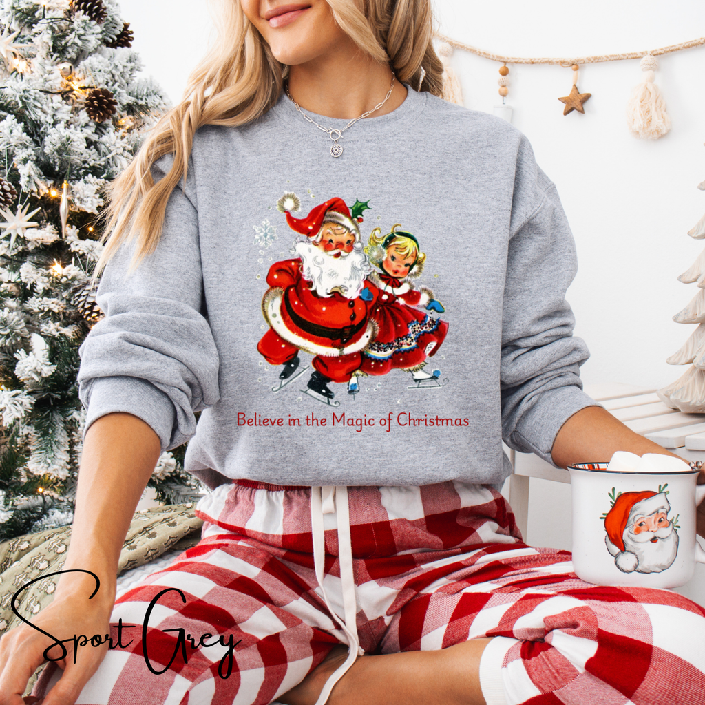 Nostalgic Santa Sweatshirt | Believe in the Magic of Christmas Design Gildan 18000 Sweatshirt