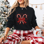 Festive Embroidered Christmas Sweatshirt | Candy Cane Design Gildan 18000 Sweatshirt