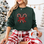 Festive Embroidered Christmas Sweatshirt | Candy Cane Design Gildan 18000 Sweatshirt