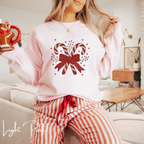 Festive Embroidered Christmas Sweatshirt | Candy Cane Design Gildan 18000 Sweatshirt