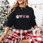 Embroidered Christmas Sweatshirt | Candy Cane Santa Holiday Pullover Gildan 18000 Sweatshirt