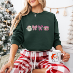 Embroidered Christmas Sweatshirt | Candy Cane Santa Holiday Pullover Gildan 18000 Sweatshirt