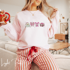 Embroidered Christmas Sweatshirt | Candy Cane Santa Holiday Pullover Gildan 18000 Sweatshirt