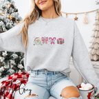 Embroidered Christmas Sweatshirt | Candy Cane Santa Holiday Pullover Gildan 18000 Sweatshirt