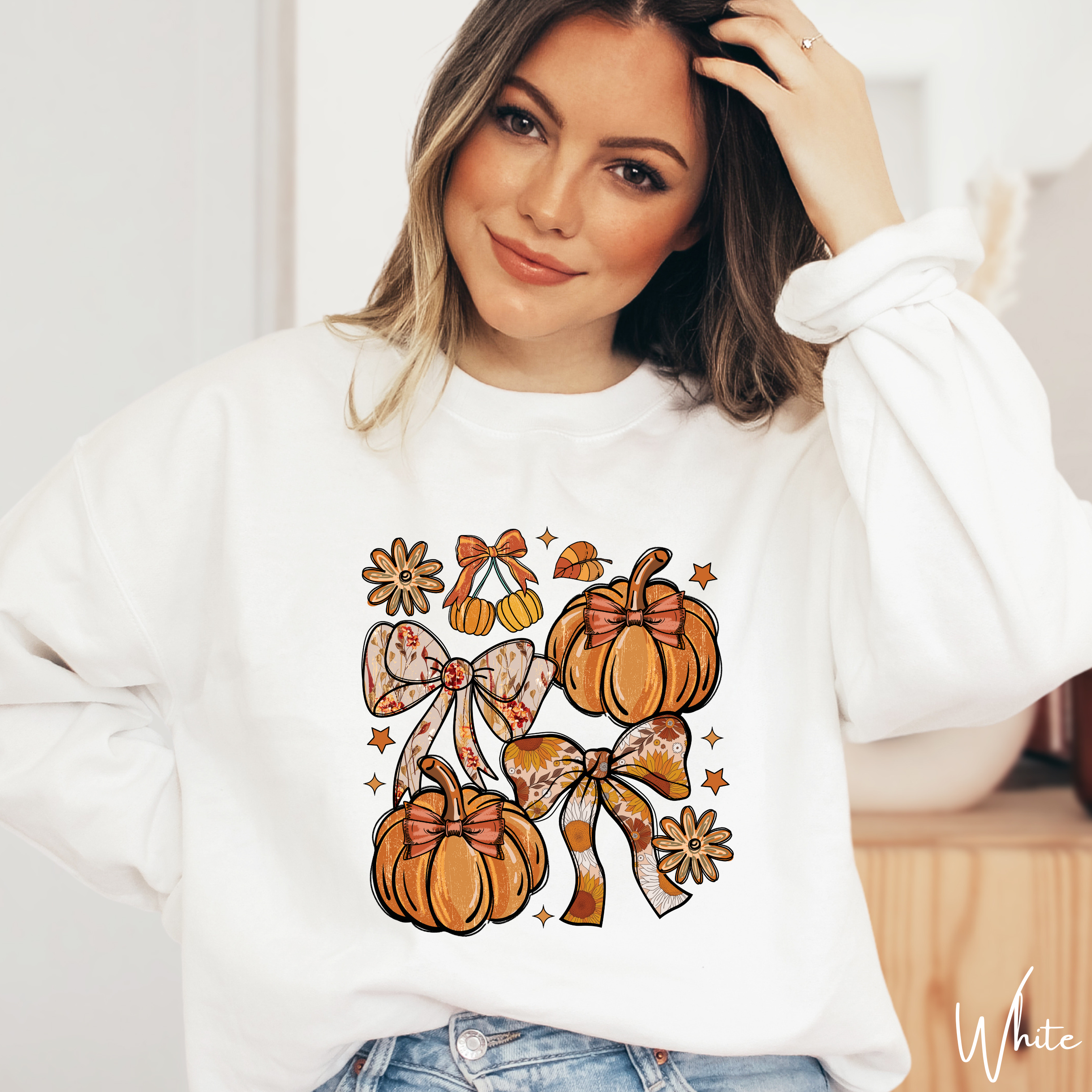 Fall Pumpkin Graphic Tee | Hand-Drawn Thanksgiving Gildan 18000 Sweatshirt