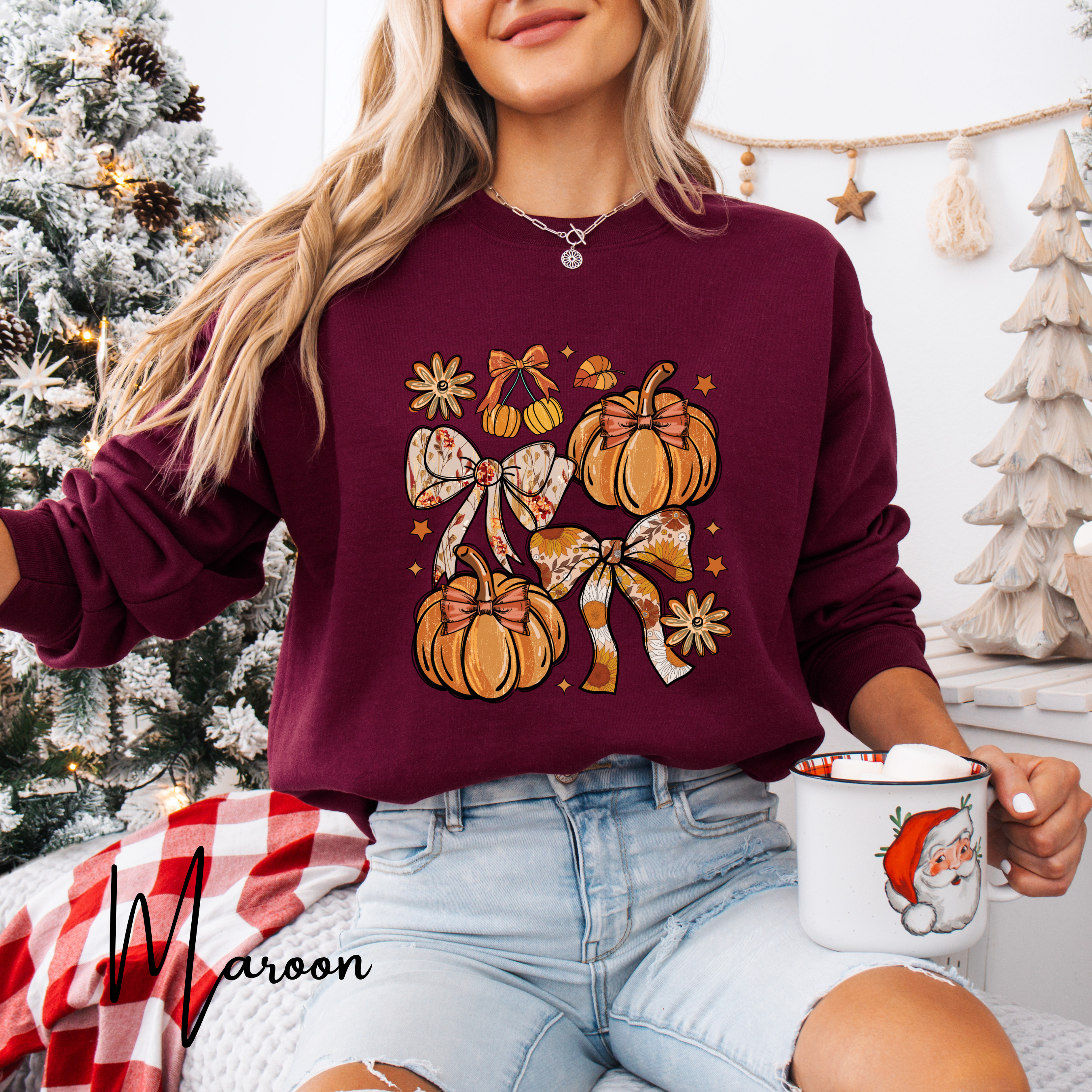 Fall Pumpkin Graphic Tee | Hand-Drawn Thanksgiving Gildan 18000 Sweatshirt
