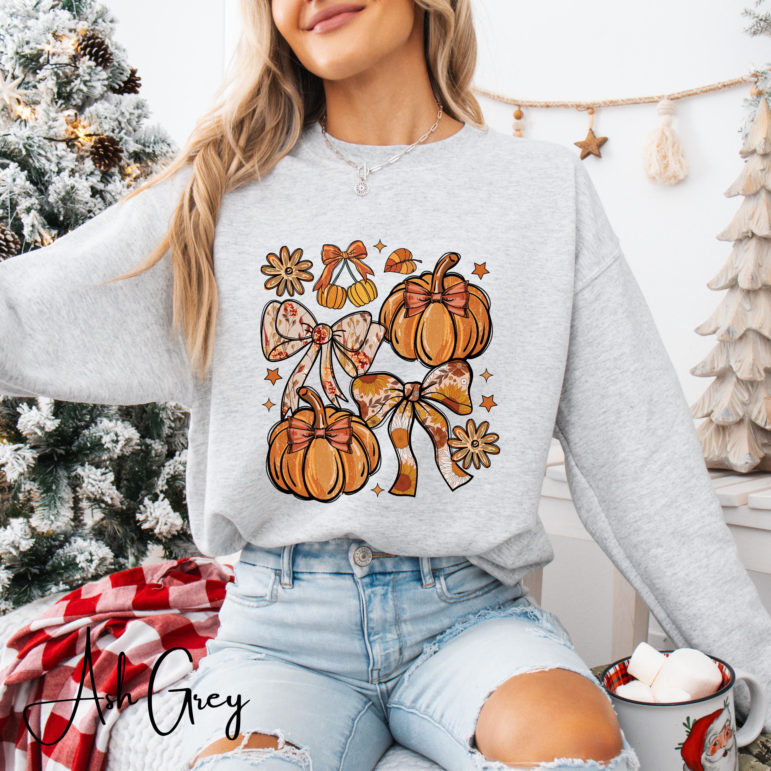 Fall Pumpkin Graphic Tee | Hand-Drawn Thanksgiving Gildan 18000 Sweatshirt