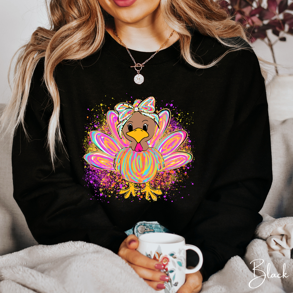 Graffiti Style Turkey Shirt | Thanksgiving Graphic Gildan 18000 Sweatshirt