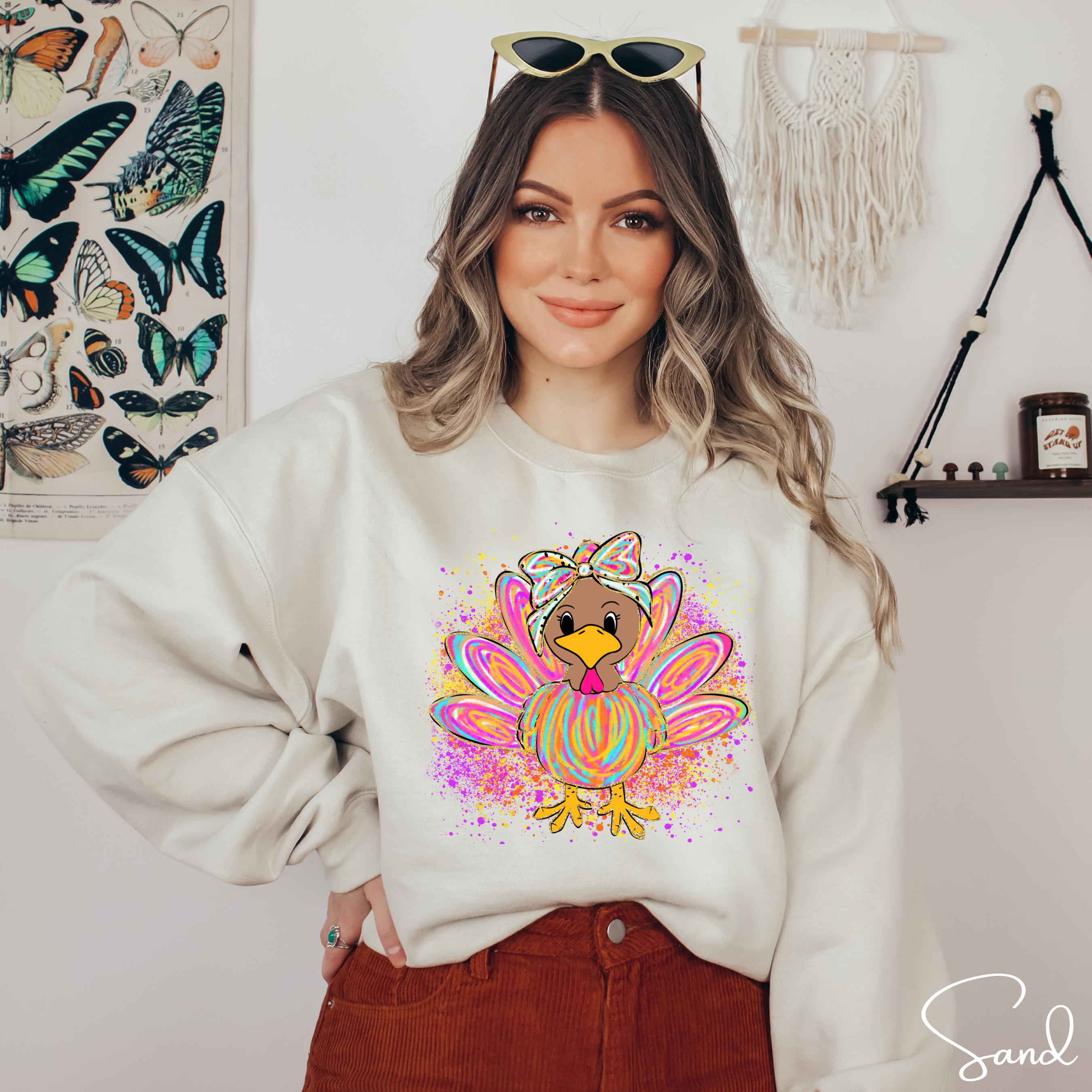 Graffiti Style Turkey Shirt | Thanksgiving Graphic Gildan 18000 Sweatshirt