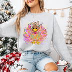 Graffiti Style Turkey Shirt | Thanksgiving Graphic Gildan 18000 Sweatshirt