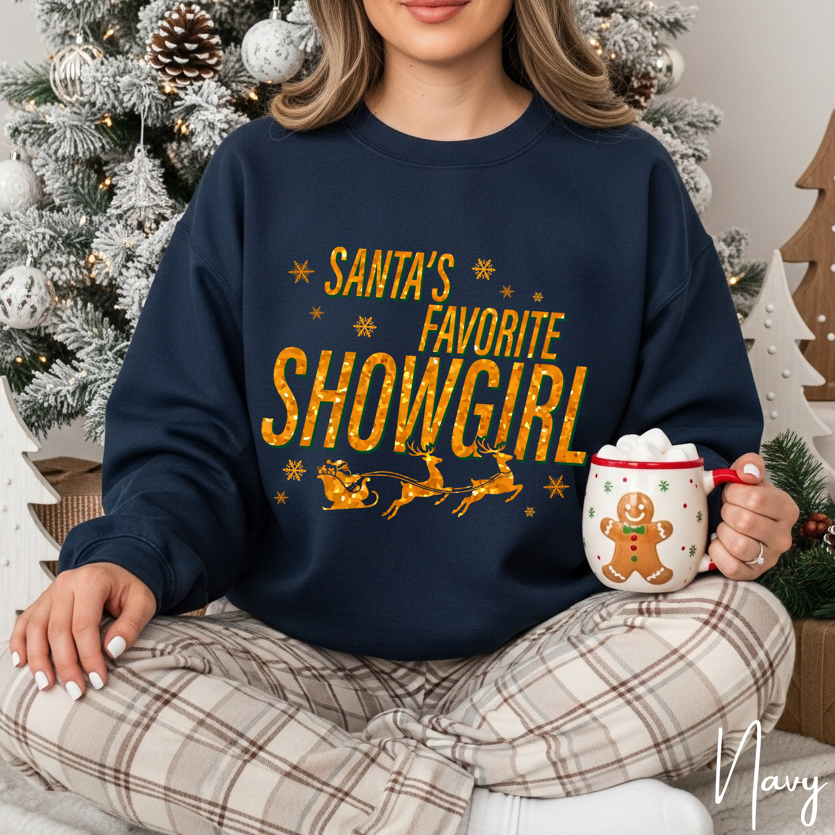 ✨ Santa’s Favourite Showgirl Ladies Christmas Sweatshirt | Holiday Glam | Cozy Concert Vibe 🎤🎅 Gildan 18000 Sweatshirt