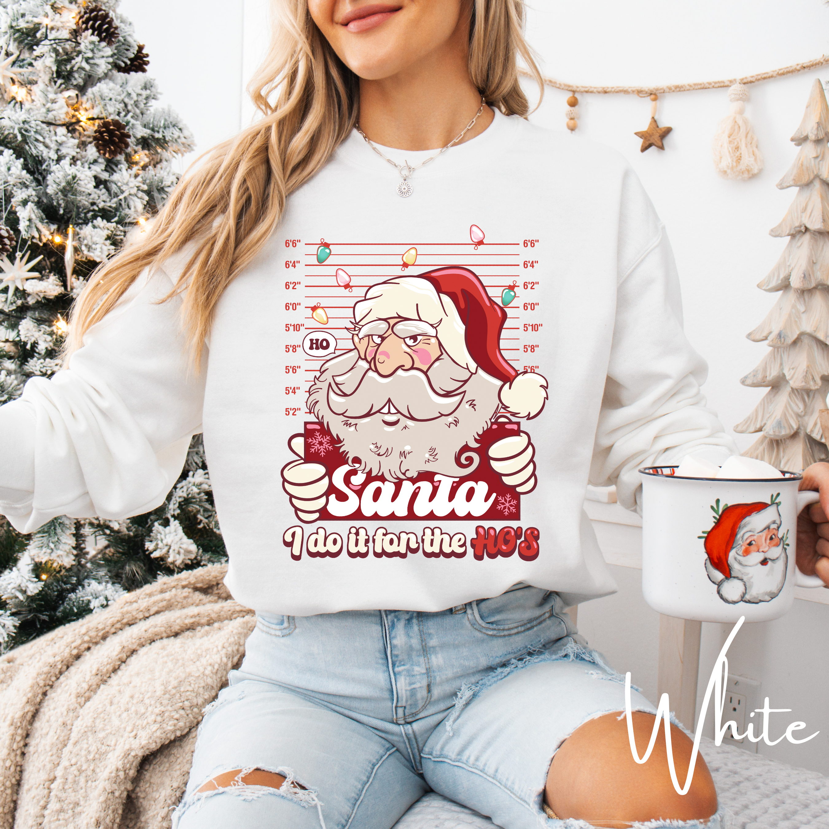 Santa Mugshot Sweatshirt | I Do It for the Ho’s Funny Holiday Gildan 18000 Sweatshirt