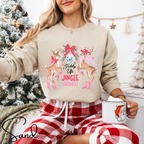 🎄🤠 Giddy Up Jingle Horse | Reindeer Disco Ball Christmas Gildan 18000 Sweatshirt