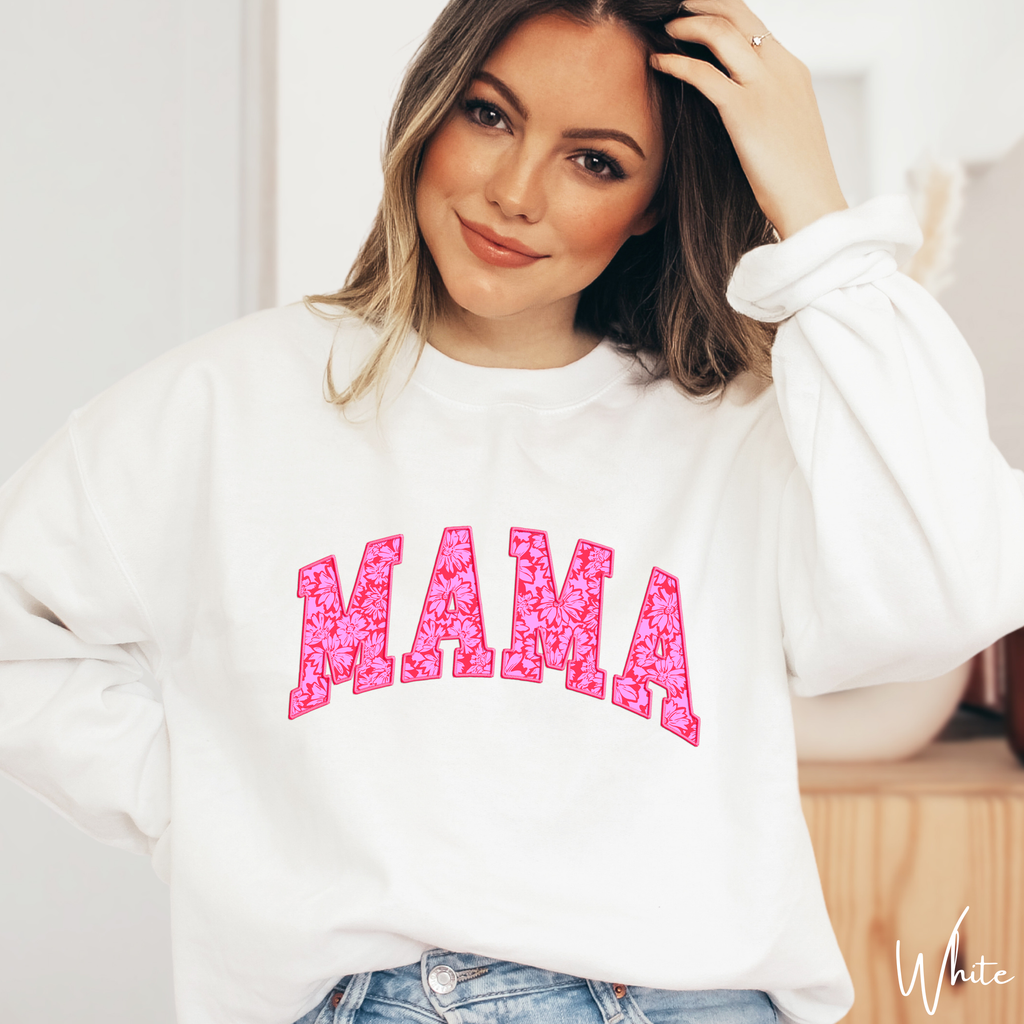 ✨ MAMA Floral Sweatshirt – Gildan 18000 | Cozy Pink Flower Mama Gildan 18000 Crewneck 💗🌸