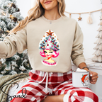 🎄💋 Christmas Tree Cutie Gildan 18000 Sweatshirt – Retro Pinup Holiday Crewneck • 50s Vintage Christmas Aesthetic