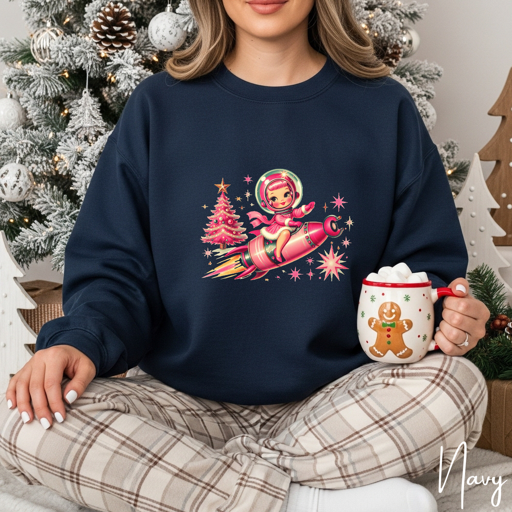 🌟 “Cosmic Christmas Cutie Rocket Sweatshirt” – Gildan 18000 🌟