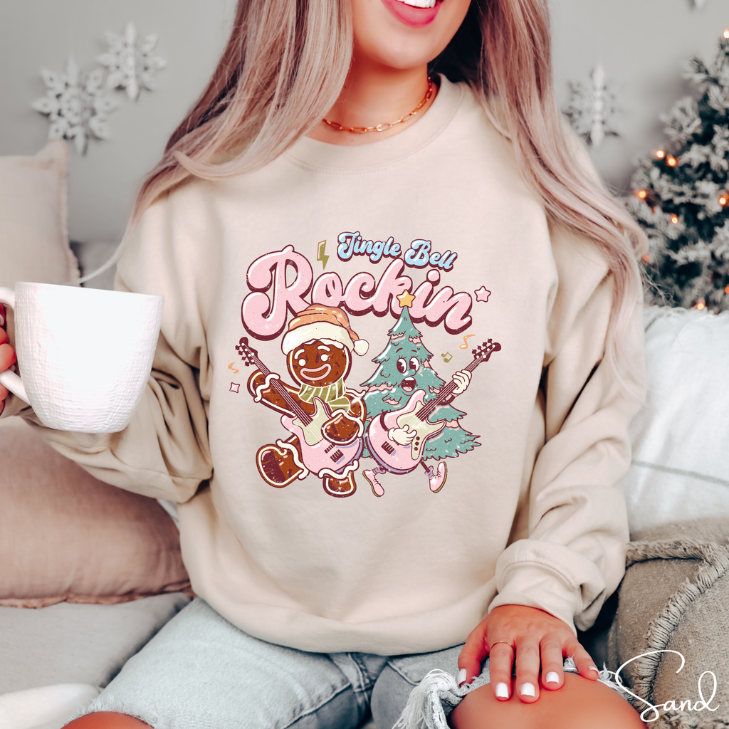 Jingle Bell Rockin Retro Christmas Gildan 18000 Sweatshirt
