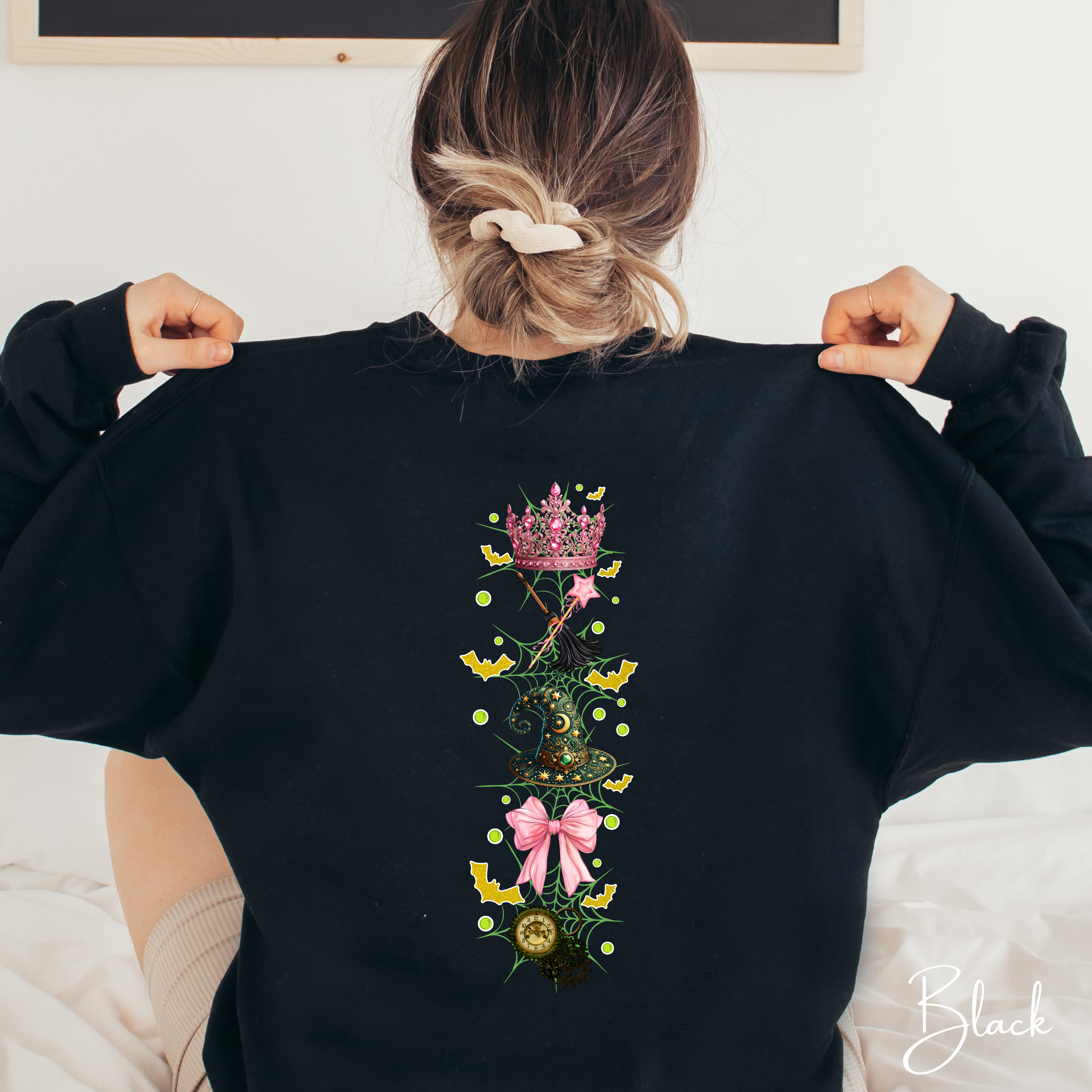 ✨ Wicked “Defying Gravity” Gildan 18000 Sweatshirt 🌙💚💗 | Magical Coquette Front & Back Design 🧙‍♀️🎀